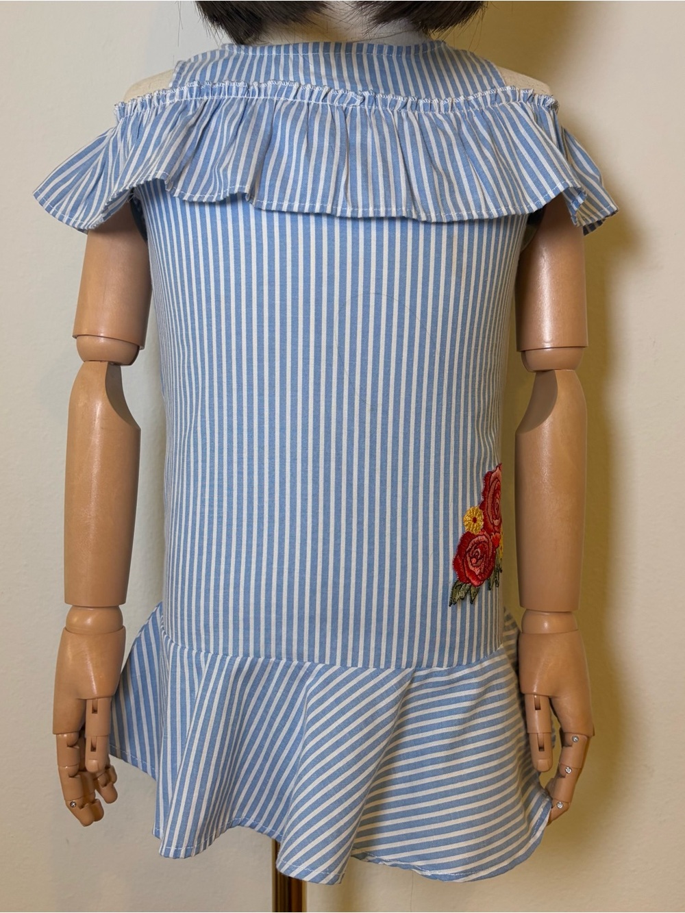 One Step Up Blue & White Striped Cold Shoulder Dress - Size 3T